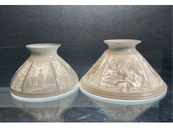 Two Antique Lithophane Glass Lamp Shades (CTF20)