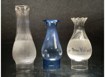 Three Decorative Glass Lamp Chimneys (CTF20)