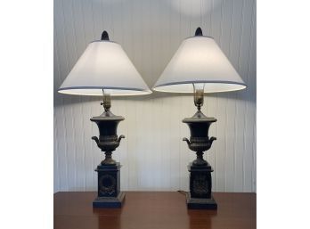 Pair Of Metal Urn Table Lamps (CTF20)