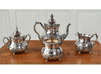 Poole Sterling Silver Tea Set, Old English Pattern (CTF10)