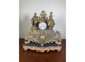 French Gilded White Metal Mantle Clock (CTF20)
