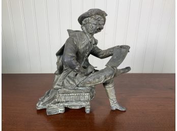 White Metal Sculpture Of A Seated Man (CTF100