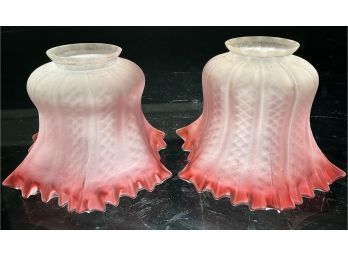 Pair Of Cranberry To Clear Frosted Lamp Shades (CTF20)