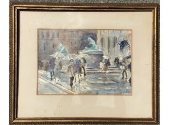 Vintage Impressionist Watercolor, Signed Illegibly (CTF10)