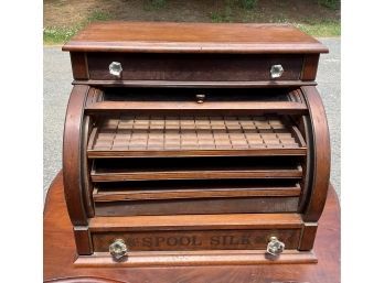 Antique Walnut Spool Silk Cabinet (ctf10)
