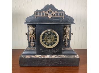 Large Antique Marble Mantle Clock (CTF20)