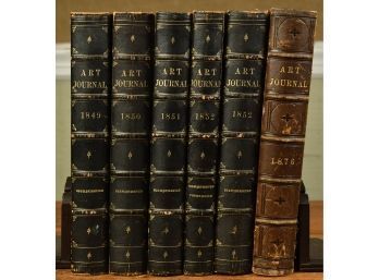 Six 19th C. Leather Bound Volumes, Art Journal (CTF10)