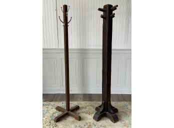 Two Antique Wooden Coat Trees (CTF10)