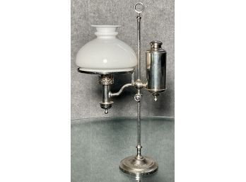 Antique Kleeman Nickel Oil Student Lamp (CTF20)