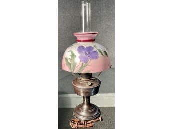 Aladdin Model No. 12 Lamp With Hand Painted Floral Shade (CTF20)
