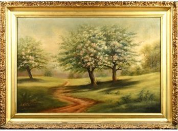 Victorian Oil On Canvas, Spring Landscape (CTF20)