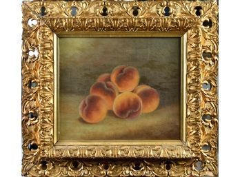 19th C. Oil On Canvas, Still Life With Peaches (CTF10)