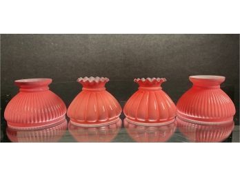 Two Pairs Of Pink Glass Lamp Shades (CTF20)