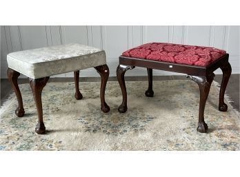 Two Upholstered Queen Anne Style Stools (CTF20)