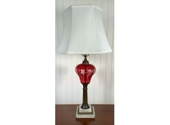 Antique Cranberry Cut-to-clear Lamp (CTF10)