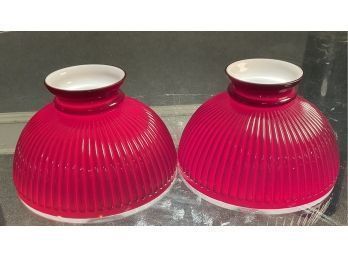 Pair Of Ruby Ribbed Lamp Shades (CTF20)