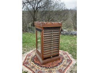 Antique Eastlake Style Eureka Silk Spool Oak Cabinet (CTF30)