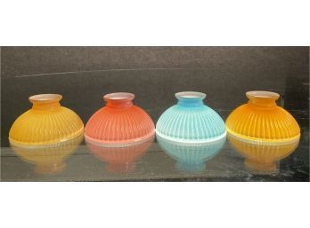 Four Diminutive Ribbed Lamp Shades, Various Colors (CTF20)