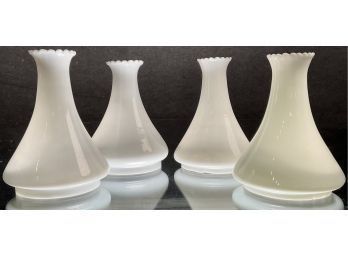 Four Matching Milk White Angle Lamp Chimneys (CTF20)