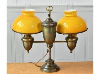 Antique Double Font Brass Student Lamp (CTF20)