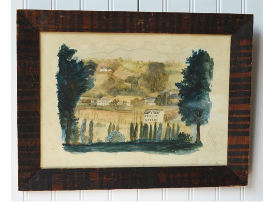Lily Wilson Primitive 19th C. Country Watercolor