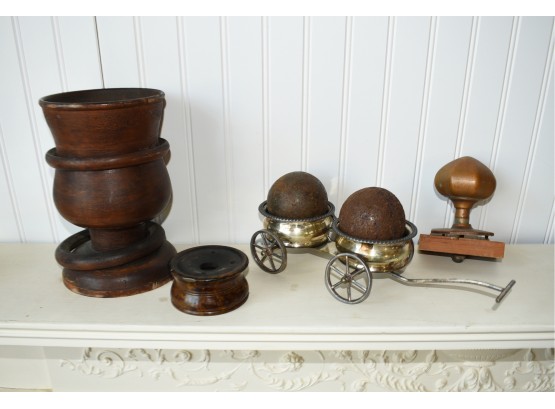 Assorted Country Lot - Victoria Condiment Trolley, Wood Mortar & More!