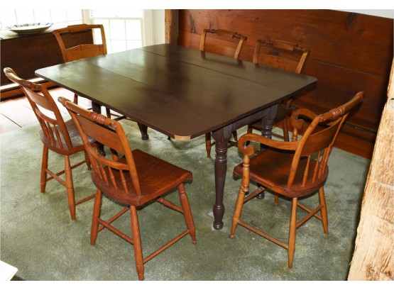 Drop Leaf Harvest Table With Six Chairs