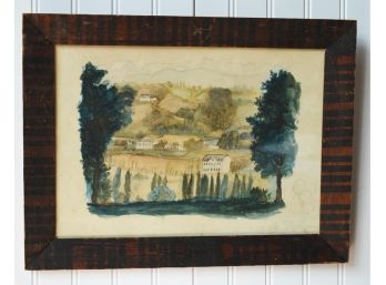 Lily Wilson Primitive 19th C. Country Watercolor