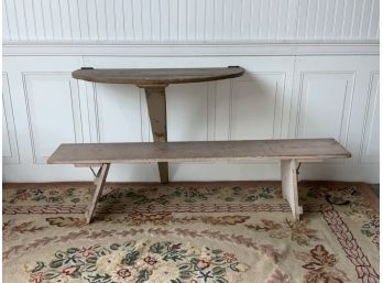 Primitive Demi-Lune Folding Console With A Folding Bench