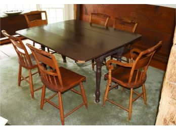Drop Leaf Harvest Table With Six Chairs