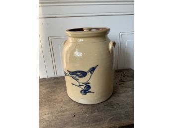 Decorated Stoneware Crock, Bird