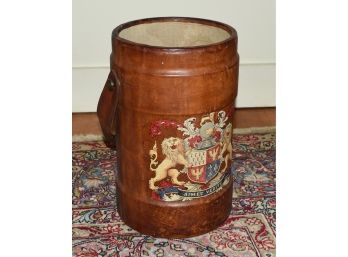 English Leather Fire Bucket With Coat Of Arms