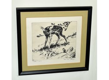 Pencil Signed Churchill Ettinger Etching, “Hello”