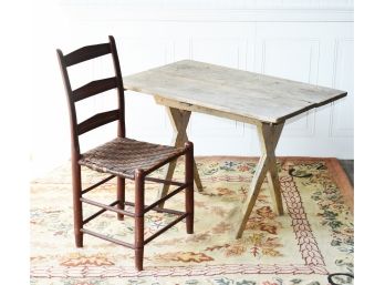 Country Sawbuck Table & Primitive Chair