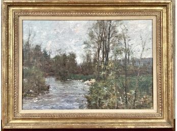 H. Thomas Clark Oil On Board, River Landscape (CTF10)