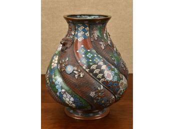 Bronze Asian Cloisonne Vase (CTF10)