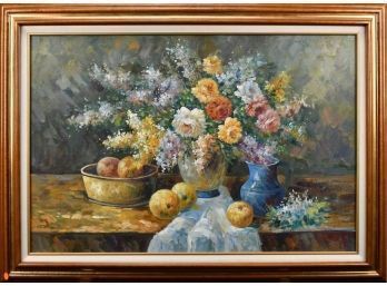 Oil On Canvas, Still Life With Flowers (CTF10)