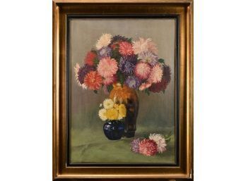 20th C. Oil On Canvas, Chrysanthemums (CTF10)