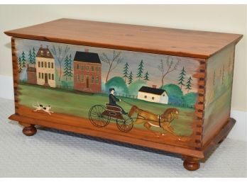 Paint Decorated Pine Blanket Chest, In The Manner Of Rufus Porter (CTF10)