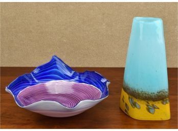 Art Glass Center Bowl And Vase (CTF10)