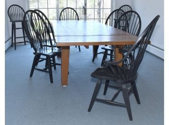 Six Black Painted Windsor Style Chairs (CTF30)