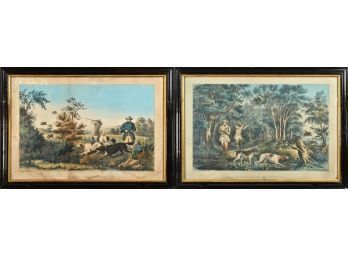Two Large Folio N. Currier Lithos, Hunting Scenes (CTF10)