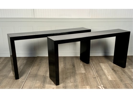 Pair Of Black Lacquered Asian Style Hall Tables (CTF50)