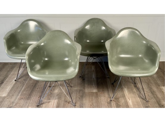Set Of Four Modernica Fiberglass And Chrome Shell Chairs (CTF20)