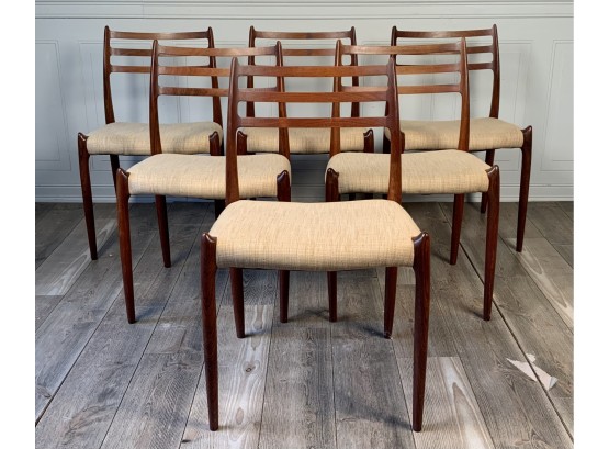 Six Rosewood Niels Otto Moller Model #78 Style Chairs (CTF30)
