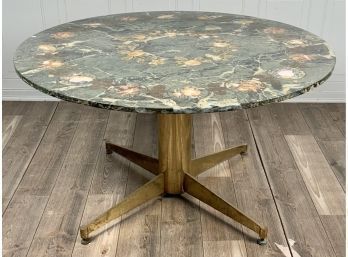 1930's Italian Inlaid Marble And Brass Table (CTF40)