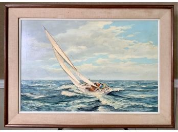 M.G. Friedrich Oil On Canvas, Sailboat (CTF10)