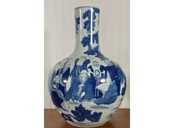 Lg. Chinese Blue And White Porcelain Vase (CTF10)