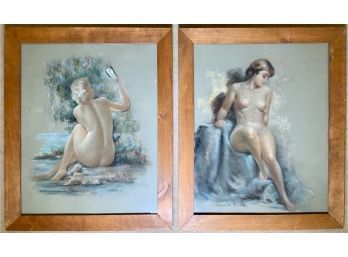 Two E. 20th C. Pastels, Nudes (CTF10)