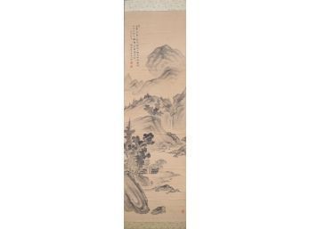 Vintage Chinese Watercolor Scroll Painting (CTF20)
